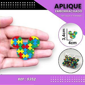 Aplique Emborrachado Para Laços - Autismo Mickey Ref: 9352
