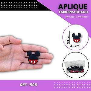 Aplique Emborrachado Para Laços - Silhueta Mickey Mouse Ref: 8911