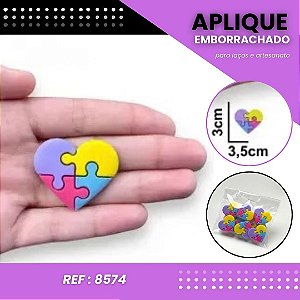 Aplique Emborrachado Para Laços - Coração Autismo Lilás Ref: 8574
