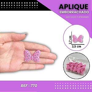 Aplique Emborrachado Para Laços - Laço Minnie Mouse Rosa Ref: 770