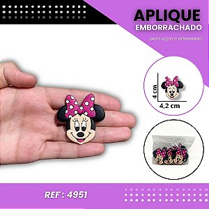 Aplique Emborrachado Para Laços - Minnie Mouse Rosto Pink Ref: 4951