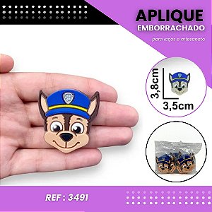 Aplique Emborrachado Para Laços - Chase Patrulha Canina Ref: 3491