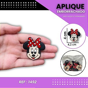 Aplique Emborrachado Para Laços - Minnie Mouse Rosto Vermelho Ref: 1492