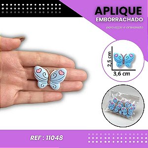 Aplique Emborrachado Para Laços - Borboleta Fofa Azul Ref: 11048