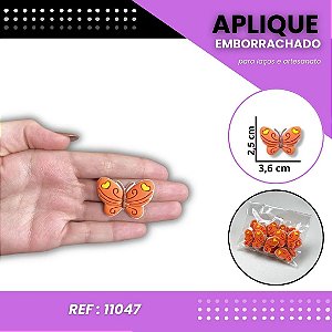 Aplique Emborrachado Para Laços - Borboleta Fofa Laranja Ref: 11047