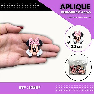Aplique Emborrachado Para Laços - Minnie Mouse Fofa Rosa Ref: 10987