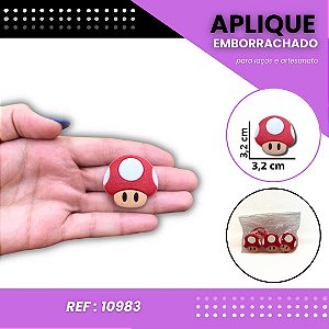 Aplique Emborrachado Para Laços - Toad Cogumelo Vermelho Super Mario Ref: 10983