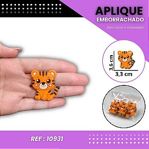 Aplique Emborrachado Para Laços - Safari Animais Tigre Ref: 10931