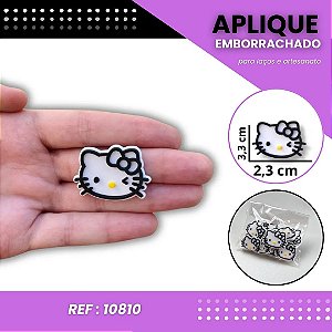 Aplique Emborrachado Para Laços - Hello Kitty Rosto Preto Ref: 10810