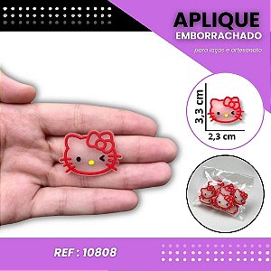 Aplique Emborrachado Para Laços - Hello Kitty Rosto Vermelho Ref: 10808