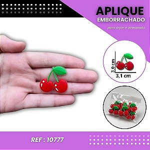 Aplique Emborrachado Para Laços - Fruta Cereja Ref: 10777