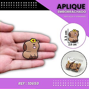 Aplique Emborrachado Para Laços - Capivara Fofa Ref: 10659