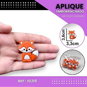 Aplique Emborrachado Para Laços - Safari Animais Raposa Ref: 10315