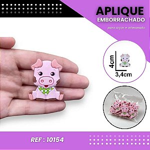 Aplique Emborrachado Para Laços - Safari Animais Porquinho Ref: 10154