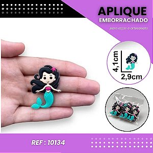 Aplique Emborrachado Para Laços - Princesa Ariel Sereia Preto Ref: 10134