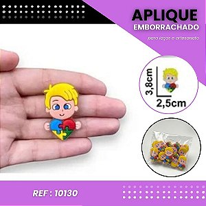 Aplique Emborrachado Para Laços - Coração Autismo Menino Loiro Ref: 10130