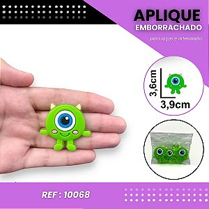 Aplique Emborrachado Para Laços - Mike Wazowski Monstros S.A Ref: 10068