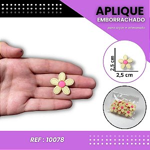 Aplique Emborrachado Para Laços - Flor Margarida P Amarelo/Rosa Ref: 10078