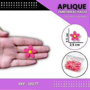 Aplique Emborrachado Para Laços - Flor Margarida P Rosa/Amarelo Ref: 10077