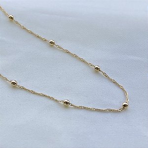 Tornozeleira Bolinha Banhado Em Ouro 18k