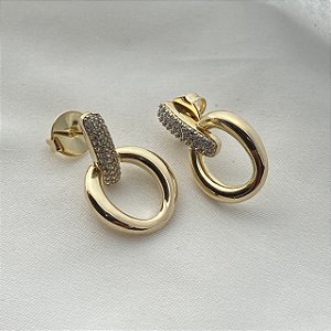 Brinco Cravejado Banhado em Ouro 18K
