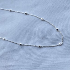 Colar Bolinhas Banhada em Prata 925