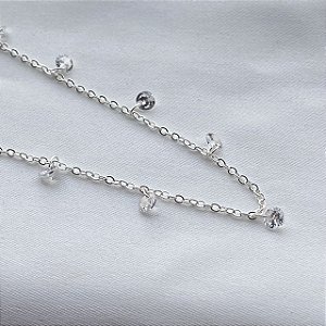 Colar Choker Ponto de Luz Banhada em Prata 925