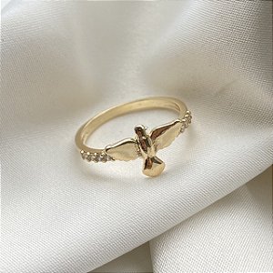 Anel Espírito Santo Banhado Em Ouro 18k