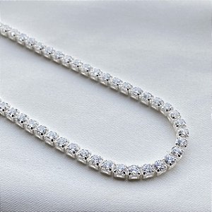 Colar Choker Riviera Cristal Banhado em Prata 925