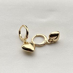 Brinco Argola Coração Banhado Em Ouro 18k