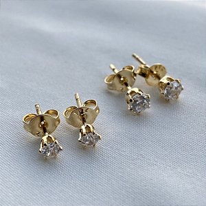 Brinco Ponto De Luz Duo P e M Banhado Em Ouro 18k