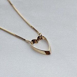 Colar Coração Banhado Em Ouro 18k