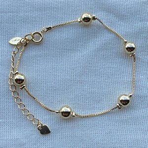 Pulseira de Bola Banhado Em Ouro 18K