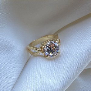 Anel Ponto de Luz Grande Banhado Em Ouro 18k