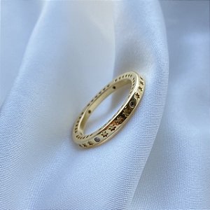 Anel Estrela e Coração Banhado Em Ouro 18k