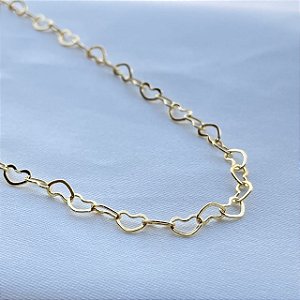 Colar Elo Coração Banhado Em Ouro 18k