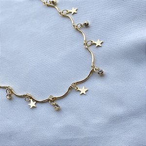 Colar Choker Cigana Banhado Em Ouro 18K
