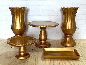 Kit Dourado 5 peças Em Cerâmica