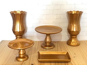 Kit Dourado Pires 5 peças Em Cerâmica