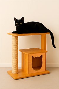 Toca de Chão com Arranhador Sustentável para Gatos