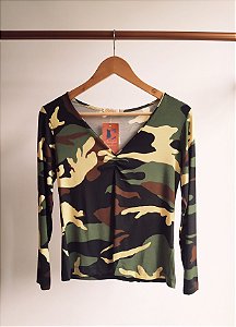 Blusa Gola V Camuflada