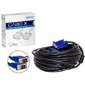 Cabo de Monitor VGA 10 metros com Filtro contra Interferência Exbom