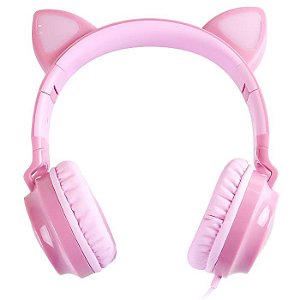 Headset Gamer Kitty Ear - Orelha de Gato Rosa