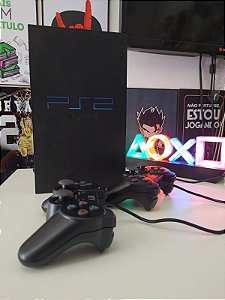Playstation 2 FAT com 2 Controles e Jogos - Semi Novo