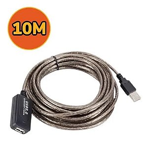 Extensão USB 10m Macho x Fêmea - Extensor USB 10 metros Com Amplificador