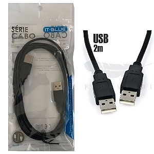 Cabo USB Macho x Macho 2 metros - USB x USB 2m