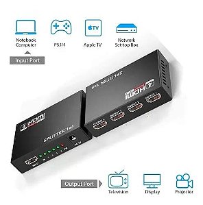 Divisor HDMi Splitter 1x4 - Duplicador para até 4 Telas