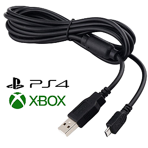 Cabo Carregador para Controle de PS4 - Cabo V8 MicroUSB