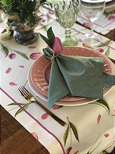 TRILHO / CAMINHO ou Passadeira de Mesa - Tulipas Rosa