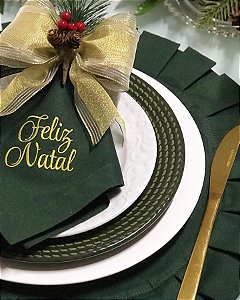 KIT 02 LUGARES-NATAL XADREZ Verde (bordado)